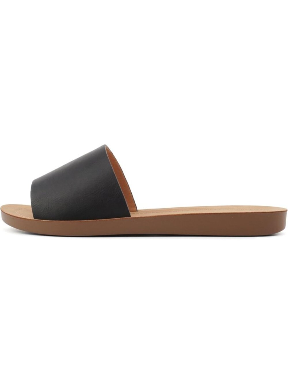 Women's Black Peep Toe Beach Basic Plain Slip On Slides Casual Slipper Shoes